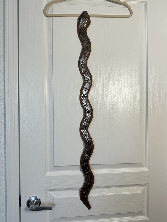 Vintage brown leather and silver colored metal articulated snake belt main image 5